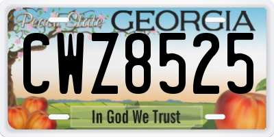 GA license plate CWZ8525