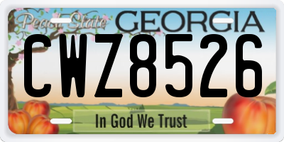 GA license plate CWZ8526
