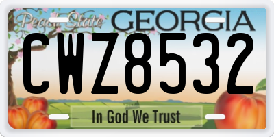 GA license plate CWZ8532