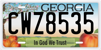 GA license plate CWZ8535