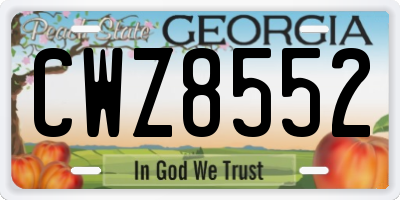 GA license plate CWZ8552