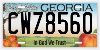 GA license plate CWZ8560