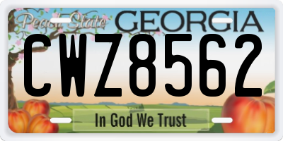 GA license plate CWZ8562