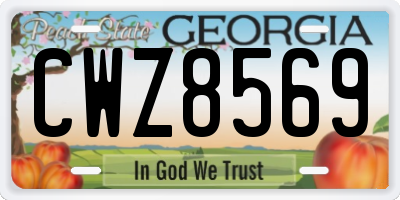GA license plate CWZ8569