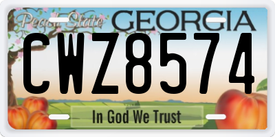 GA license plate CWZ8574