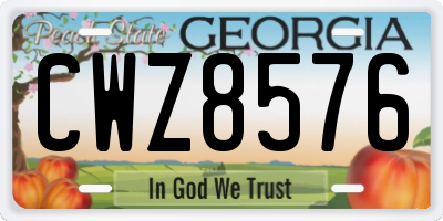 GA license plate CWZ8576