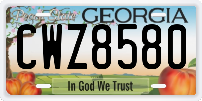 GA license plate CWZ8580