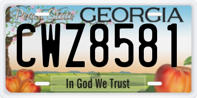 GA license plate CWZ8581