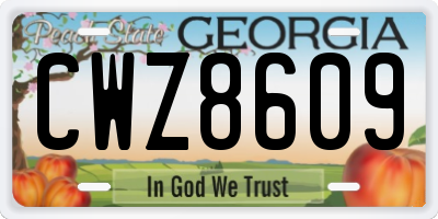 GA license plate CWZ8609