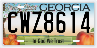 GA license plate CWZ8614