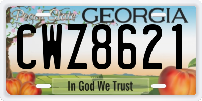 GA license plate CWZ8621