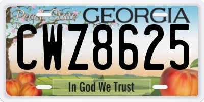 GA license plate CWZ8625