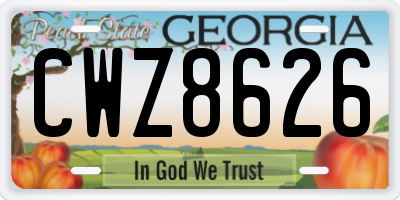 GA license plate CWZ8626
