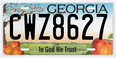 GA license plate CWZ8627