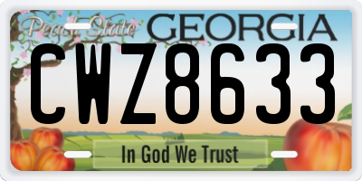 GA license plate CWZ8633