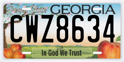 GA license plate CWZ8634