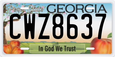 GA license plate CWZ8637