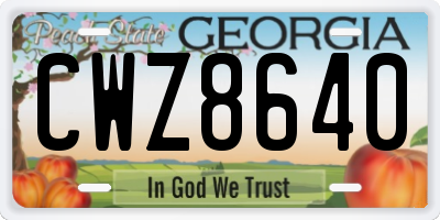 GA license plate CWZ8640