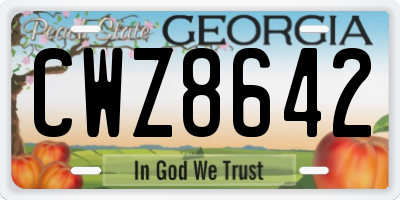GA license plate CWZ8642