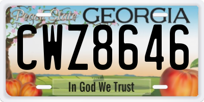 GA license plate CWZ8646