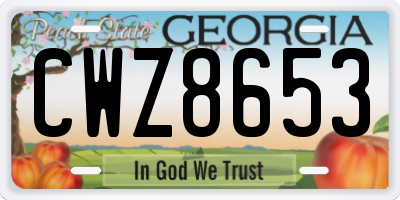 GA license plate CWZ8653