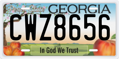 GA license plate CWZ8656