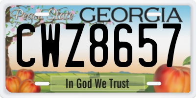 GA license plate CWZ8657
