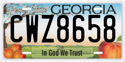 GA license plate CWZ8658