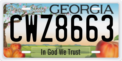 GA license plate CWZ8663