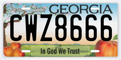 GA license plate CWZ8666