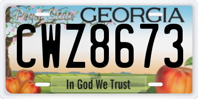 GA license plate CWZ8673