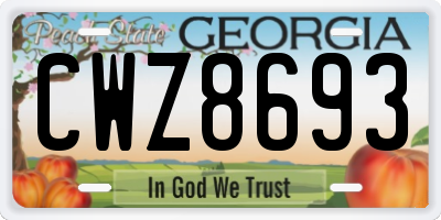 GA license plate CWZ8693