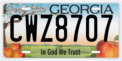 GA license plate CWZ8707