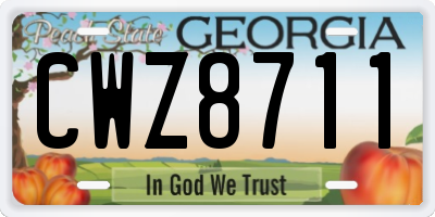 GA license plate CWZ8711