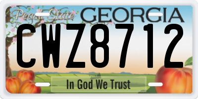 GA license plate CWZ8712