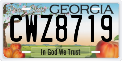 GA license plate CWZ8719