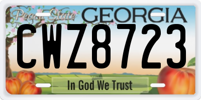 GA license plate CWZ8723