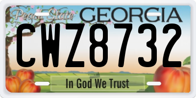 GA license plate CWZ8732