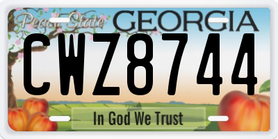 GA license plate CWZ8744