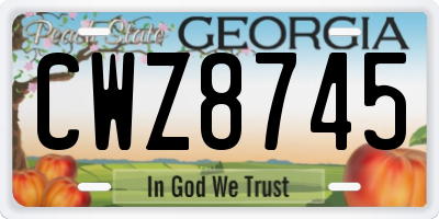 GA license plate CWZ8745