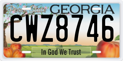 GA license plate CWZ8746