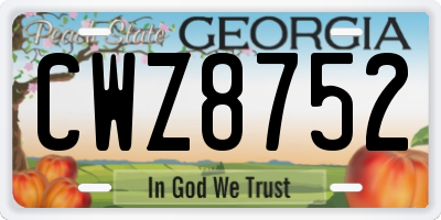 GA license plate CWZ8752