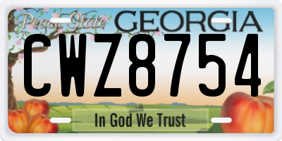 GA license plate CWZ8754