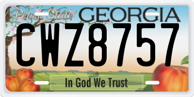 GA license plate CWZ8757