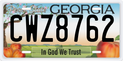 GA license plate CWZ8762