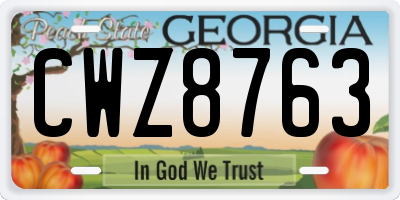 GA license plate CWZ8763