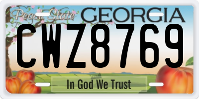 GA license plate CWZ8769