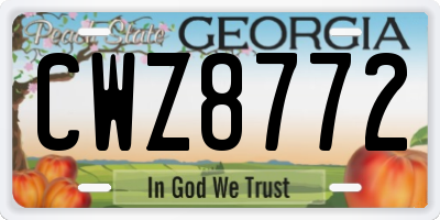 GA license plate CWZ8772
