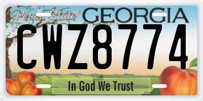 GA license plate CWZ8774