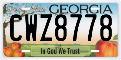 GA license plate CWZ8778